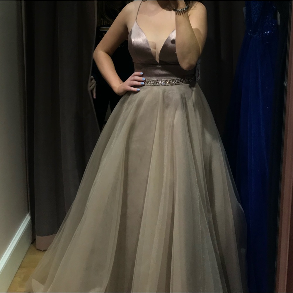 2 piece, mauve colored prom dress